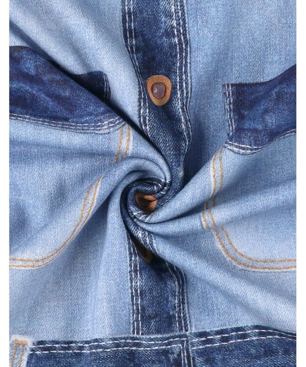 tsumori chisato SLEEP ツモリチサト ワンピース 長袖 ルームウェア 綿100%(本体) ミニ裏毛素材 デニム風プリント チュニック tsumori chisato SLEEP UNX558 /ワコール ブルー