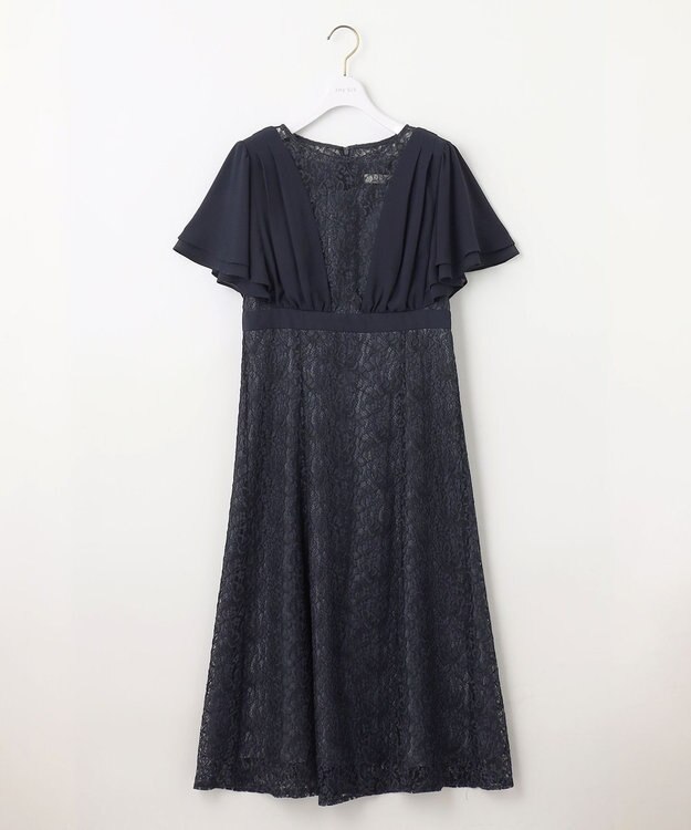 ANY SIS 【Lily Calin】ナローフレアレース ドレス ネイビー