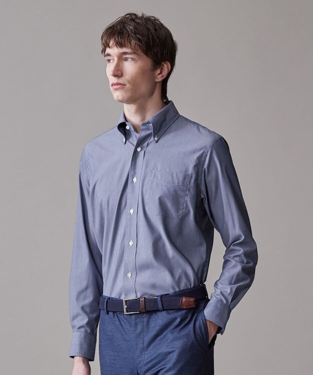 J.PRESS MEN 【接触冷感 / 吸水速乾 / UVカット】【SOFTCOOL ACTIVE】 オックスフォード ドレスシャツ / B.D. ダルブルー系