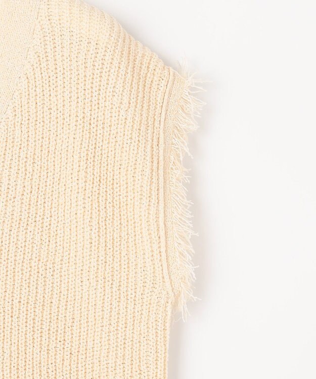 Feroux 【洗える】ツイードライクニット ベスト アイボリー系1