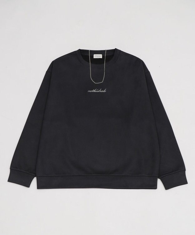 WEGO 【ユニセックス着用ITEM/2点SET/MLサイズ展開】アクセ付きフェイクスウェードプルオーバー ブラック中濃色