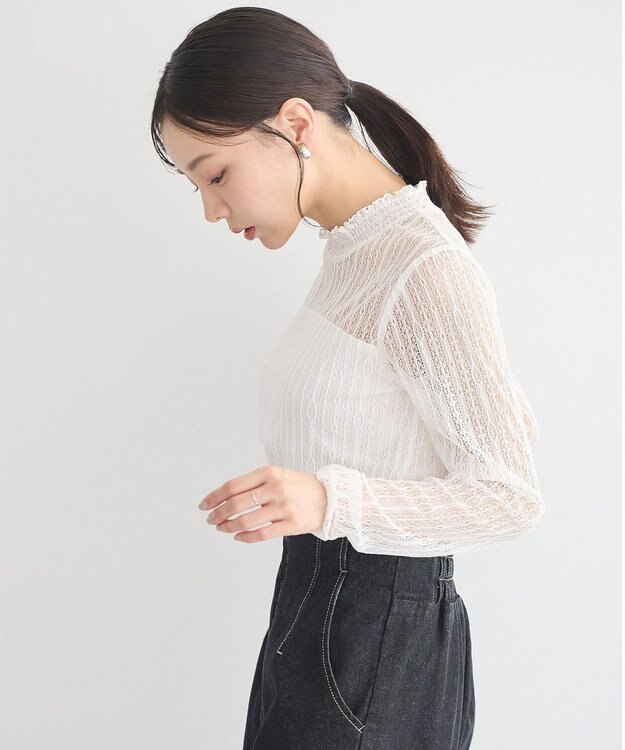 earth music&ecology レースドッキングプルオーバー Ivory