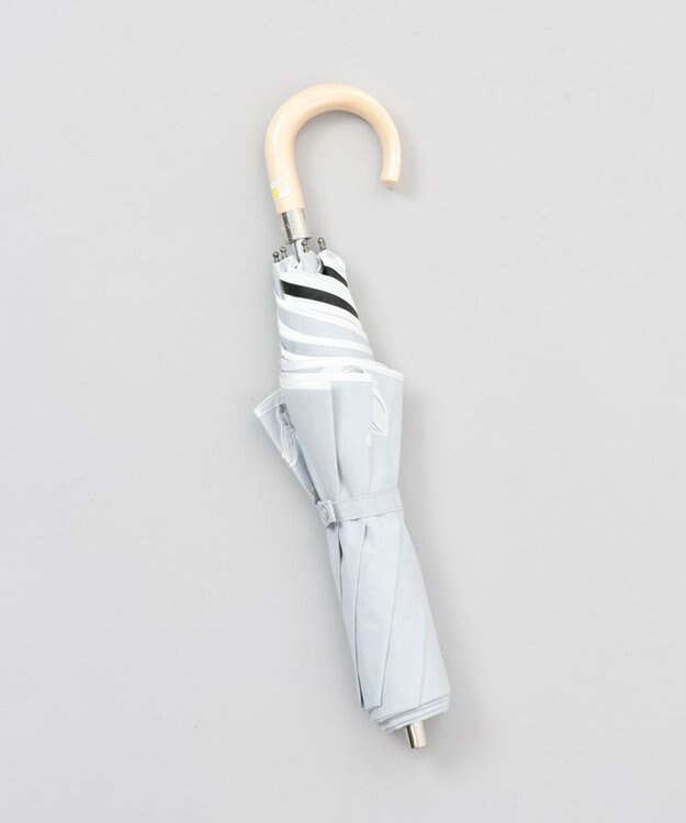 AURORA 【 NINA RICCI（ニナリッチ）】アップリケ刺しゅう/パイピング晴雨兼用傘（折りたたみ傘） シルバーグレー