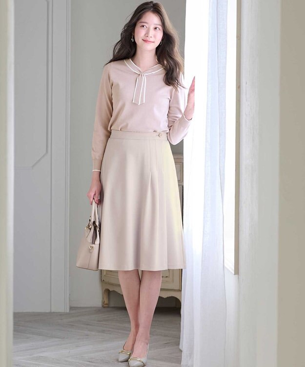 ANY SIS L 【洗える】サイドタック スカート アイボリーベージュ