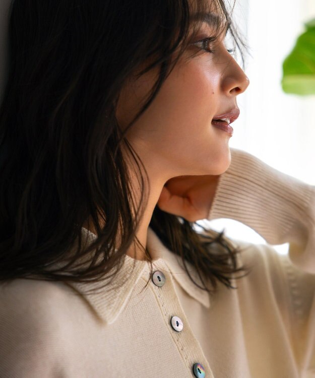 組曲 カシミヤブレンドバルキーポロ ニット アイボリー系