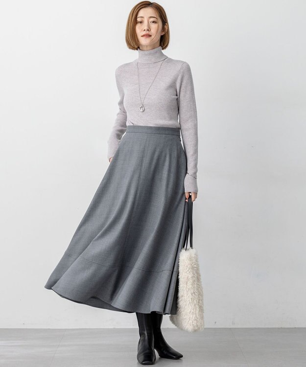 23区 【セットアップ対応】TWサキソニー フレア スカート ライトグレー系