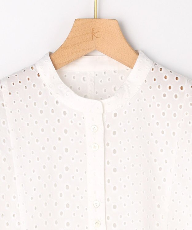 組曲 【先行予約】エンブロイダリーレーススタンドネック ブラウス ホワイト系