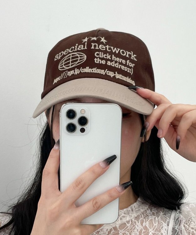 WEGO ロゴ刺繍バイカラーキャップ ブラウン