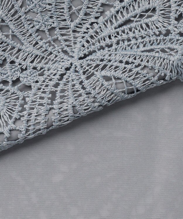 J.PRESS LADIES レースコンビジャージー カットソー グレイッシュブルー系