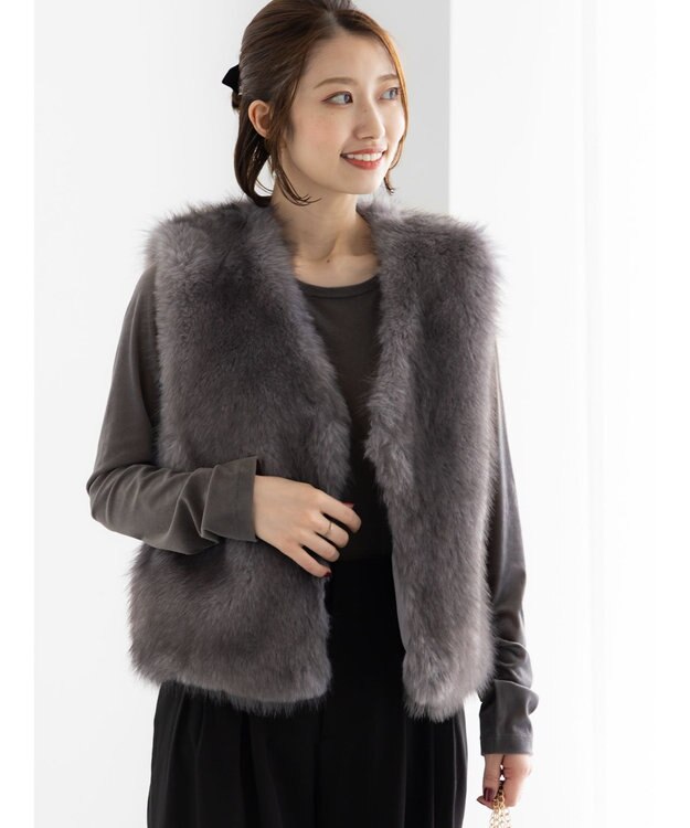 Te chichi ショートファーベスト グレー