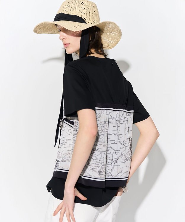 23区 S 【先行予約】スカーフコンビジャージー カットソー ブラック×オフ