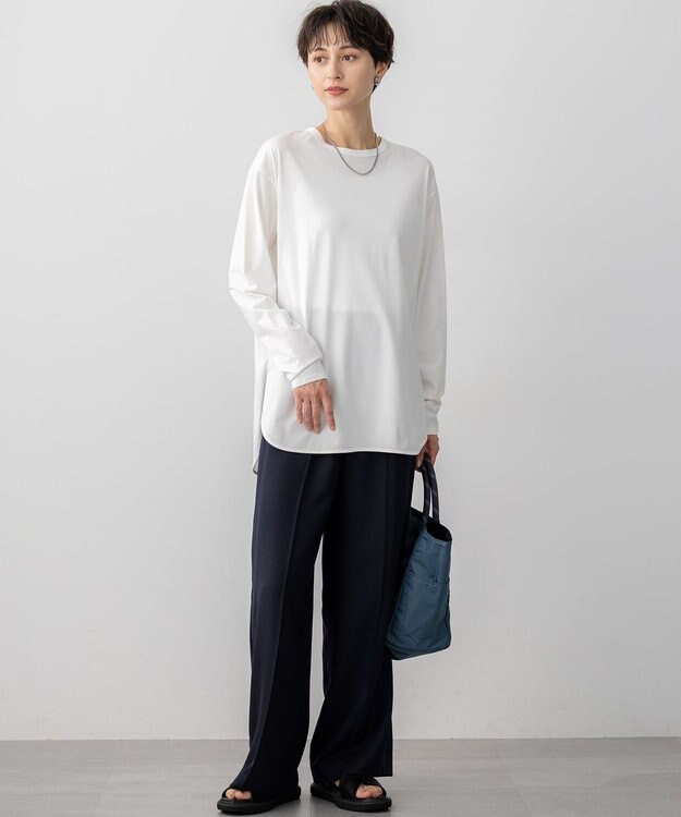 23区 【滝沢眞規子さん着用/VERY掲載/洗える】TWビエラ タック ワイド パンツ ネイビー系