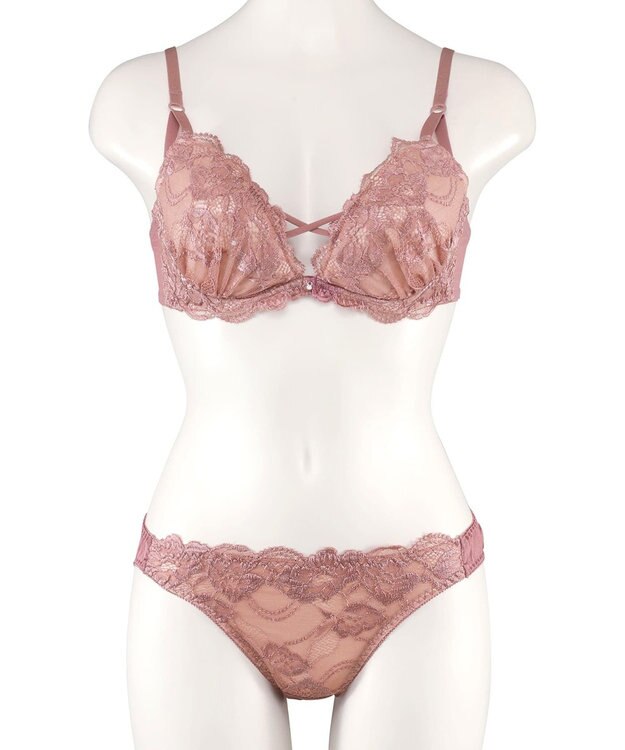 San-ai Resort（三愛水着楽園） 【WEB限定】【プチプラブラセット】純欲カラーヌーディーレーシーストリングブラ＆ショーツセット 【northerly】 アッシュローズ