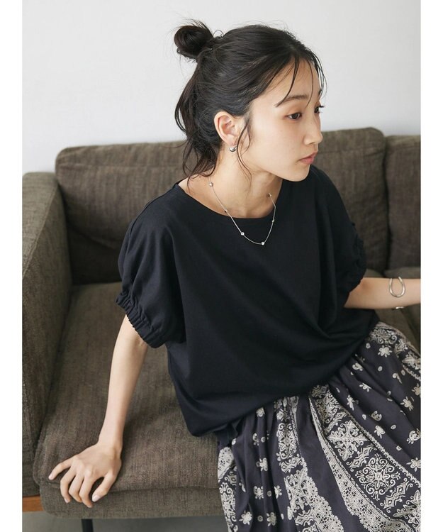 CRAFT STANDARD BOUTIQUE 【ＵＶカット】ギャザースリーブプルオーバー Black