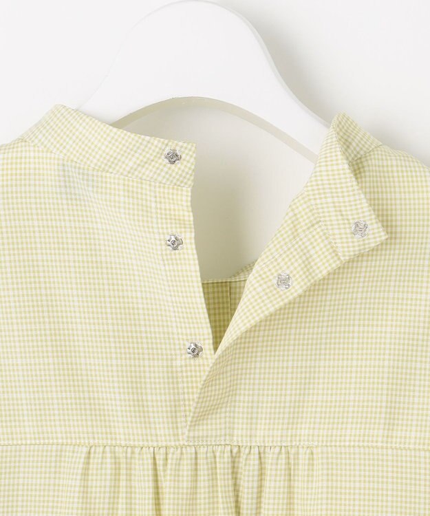 J.PRESS LADIES S 【洗える】セルロース チェック スタンドカラー ブラウス ピスタチオ系3