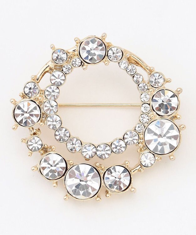 自由区 プレシオサラウンド ブローチ ゴールド