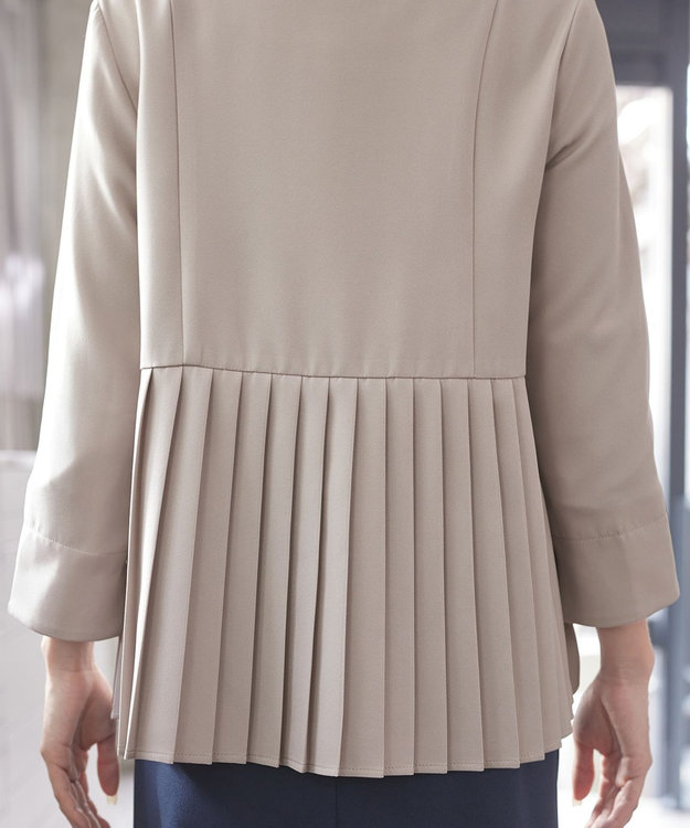 Tiaclasse L 【洗える】プリーツジャケット グレージュ