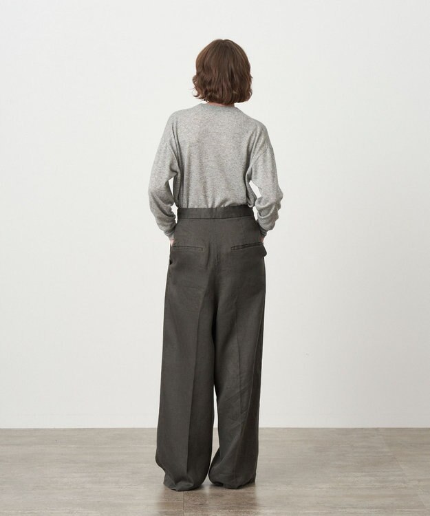 ATON GARMENT DYED LINEN SATIN | ワイドパンツ CHARCOAL GRAY