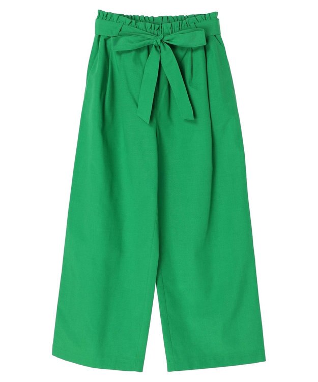 Green Parks 綿麻混リボン付ワイドパンツ Light Green
