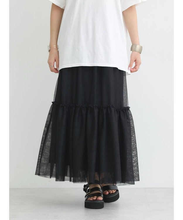 earth music&ecology Ｍｕｌｔｉｗａｙチュールスカート Black