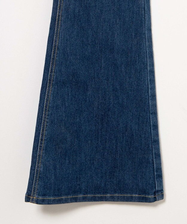 WEGO ハイウエストストレッチフレアデニムサロペット デニム中濃色