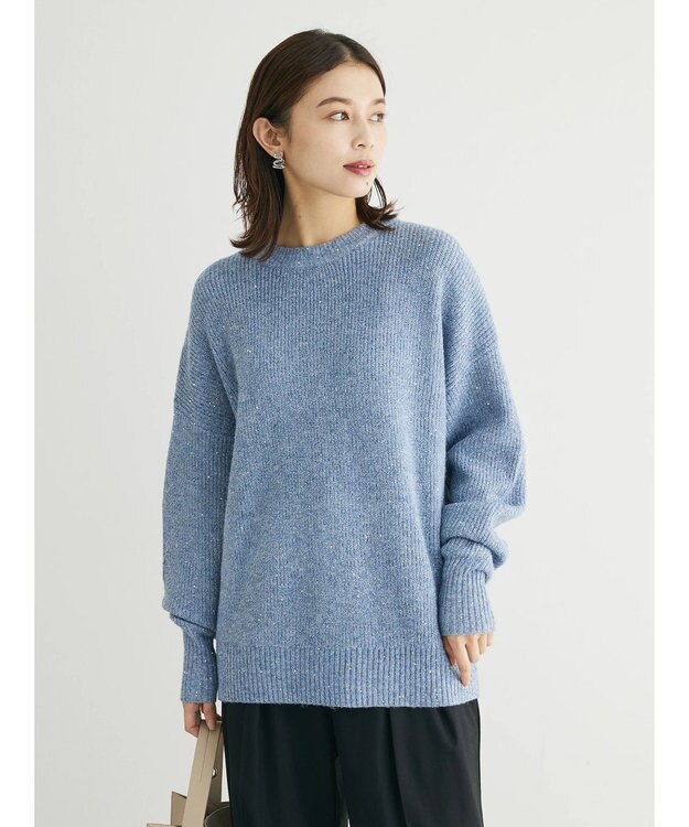 Green Parks ・Ｐｅｔｉｔ　Ｆｌｅｕｒ　ラメ＆スパンコールニット Blue