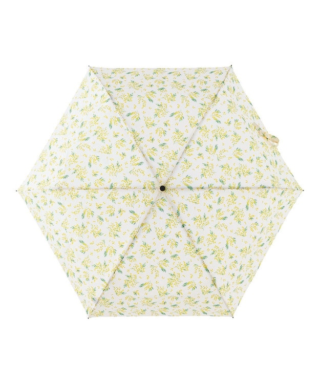 MOONBAT urawaza smil(ウラワザ スリム) 3秒でたためる傘 折りたたみ傘 ミモザガーデン 大きめ55cm UV オフホワイト