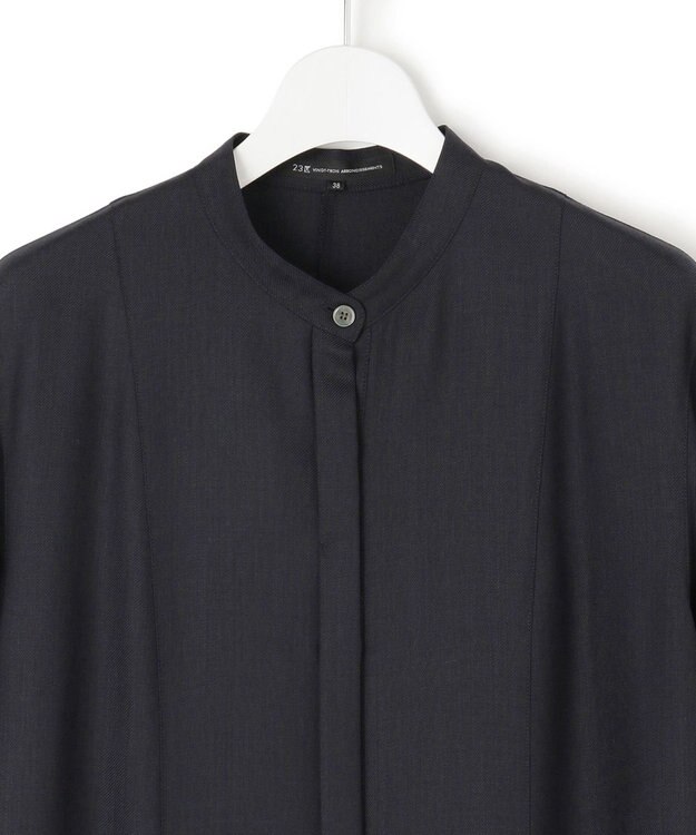 23区 L 【洗える】TWビエラ シャツワンピース ネイビー系