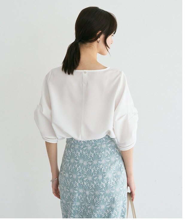 YECCA VECCA ハシゴレースタックスリーブブラウス Off White