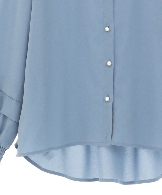 YECCA VECCA 2way裾アレンジパール釦ブラウス Blue