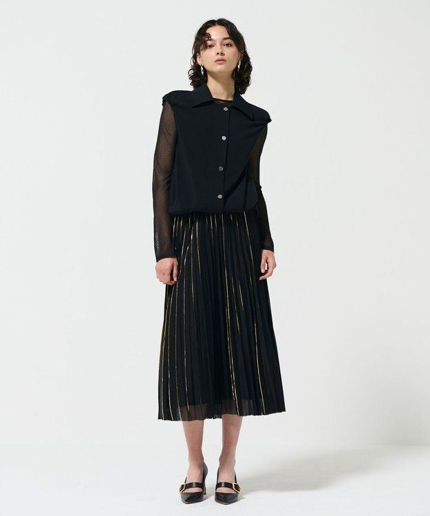GRACE CONTINENTAL フォイルラインプリーツスカート ブラック