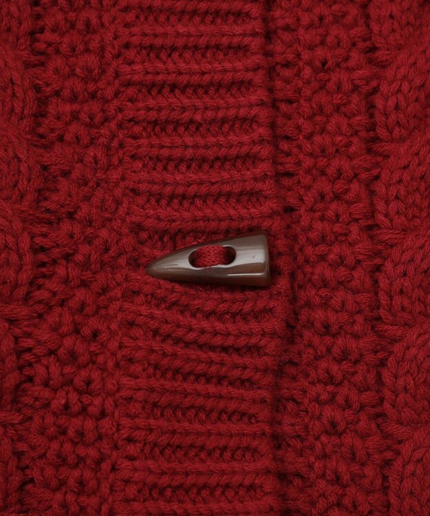 earth music&ecology 【一部予約】フラワーモチーフトグルボタンニットカーディガン Red