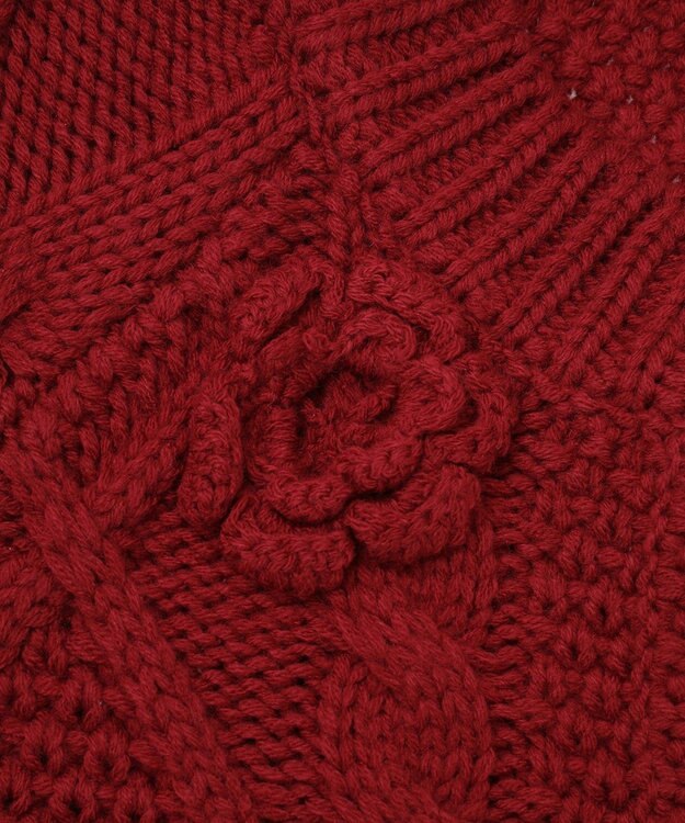 earth music&ecology 【一部予約】フラワーモチーフトグルボタンニットカーディガン Red