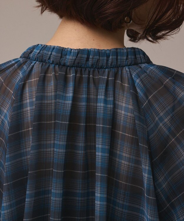 GRACE CONTINENTAL チェックカフタントップ ブルー
