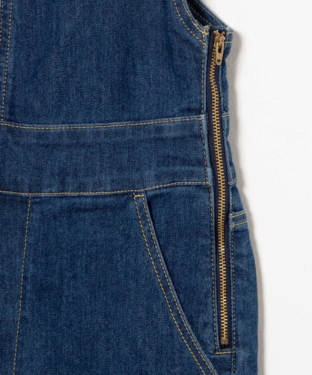 WEGO ハイウエストストレッチフレアデニムサロペット デニム中濃色