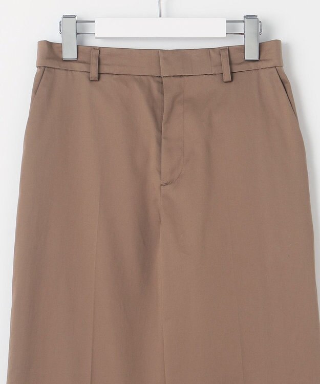 自由区 L 【接触冷感・洗える】コットンサテンストレッチクロップド丈ワイド パンツ モカ