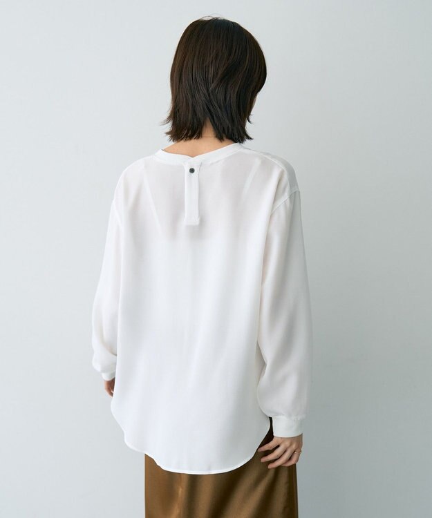 YECCA VECCA リブMIXジョーゼットブラウス Off White