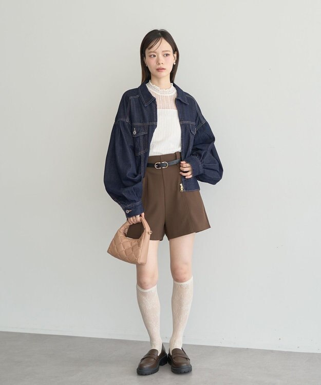 earth music&ecology ショートジップデニムジャケット Indigo