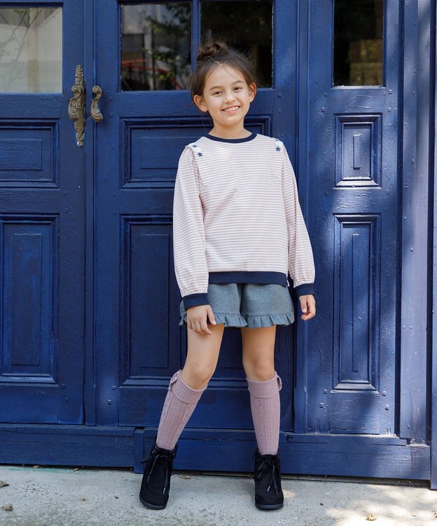 組曲 KIDS 【110-140㎝】リボンボーダー トップス ピンク系1