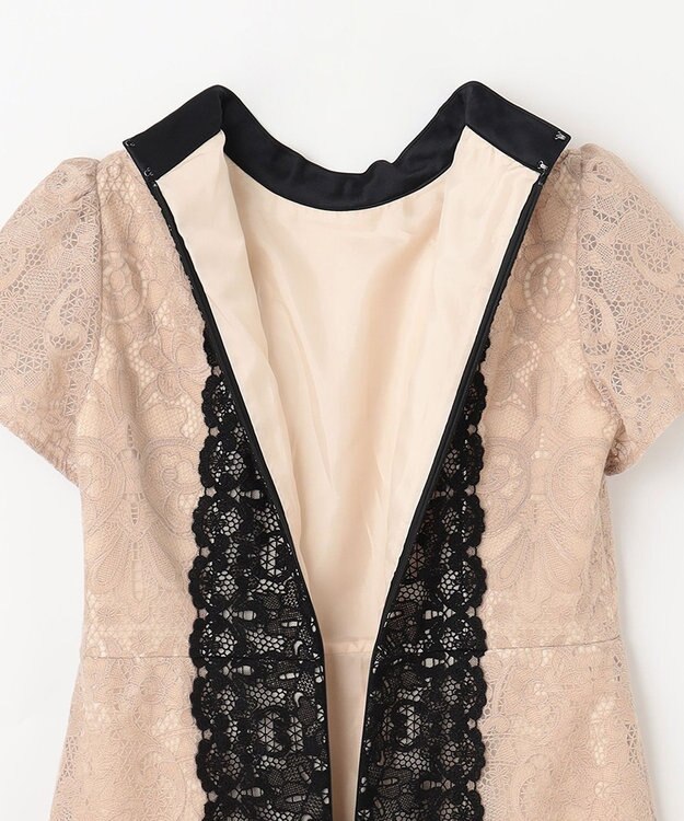 GRACE CONTINENTAL ビジュー衿レースドレス ベージュ