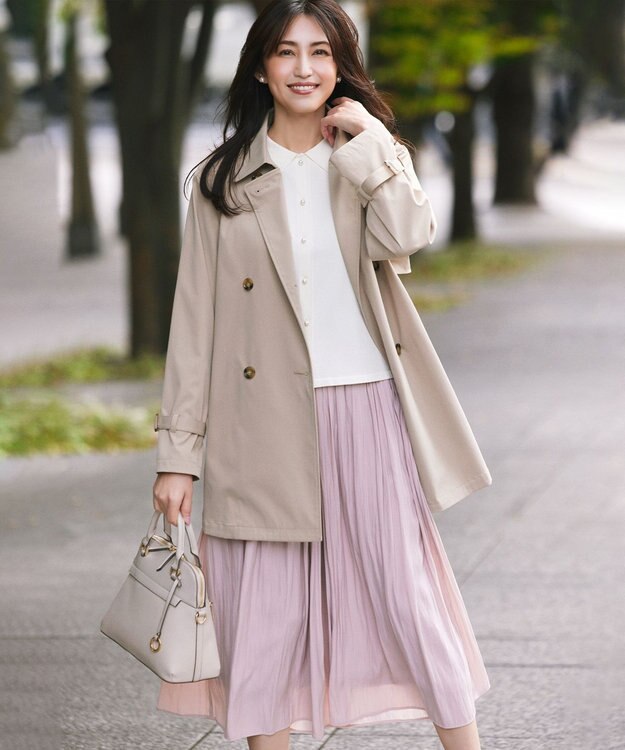 組曲 L フレアスリーブニットポロ アイボリー系