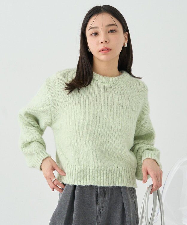 earth music&ecology スパンコールショートニットプルオーバー Mint