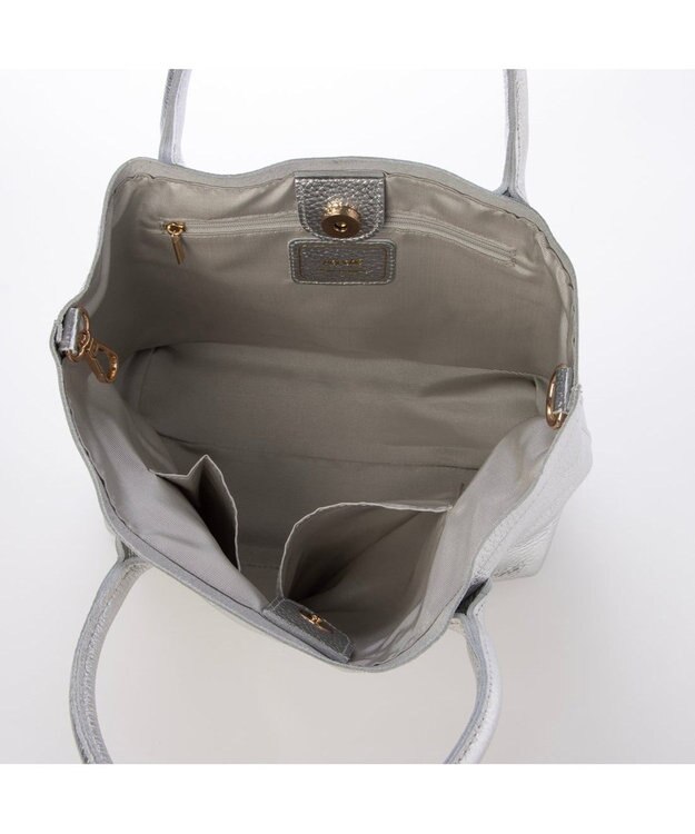 UNBILLION ペルケ perche / 牛革ドット刺繍2wayトートS ライトシルバー