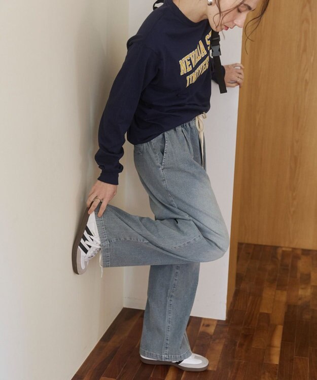 WEGO 【ANGIE VINTAGE】デニムイージーパンツ サックス