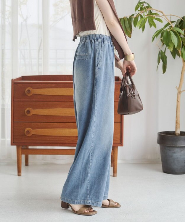 WEGO 【ANGIE VINTAGE】デニムイージーパンツ サックス