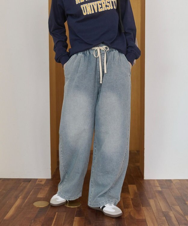 WEGO 【ANGIE VINTAGE】デニムイージーパンツ サックス