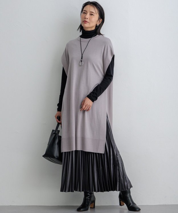 23区 S 【Oggi1月号/CLASSY.11月号掲載】スムージーコットン タートルネック ニット ブラック系