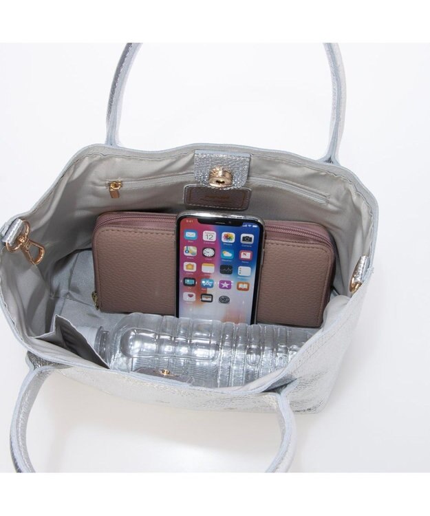 UNBILLION ペルケ perche / 牛革ドット刺繍2wayトートS ライトシルバー