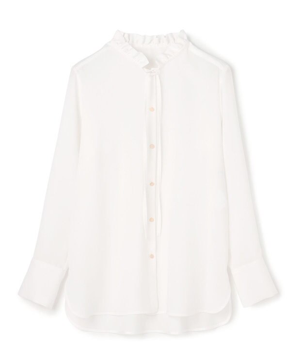 BEIGE， 【洗える】STOW / フリルタイブラウス Ecru