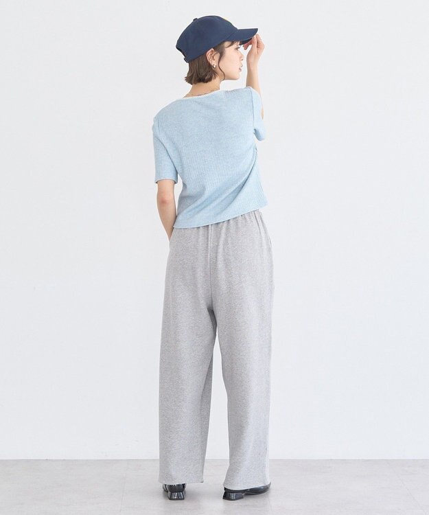 earth music&ecology チェーンリブラメカットソー Blue